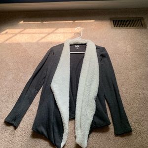 Gray and white cardigan